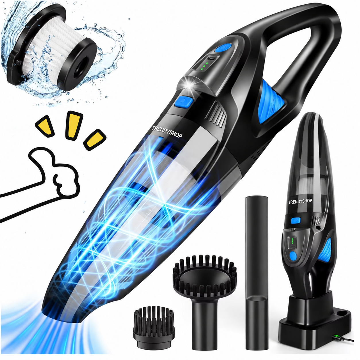 Portable Cordless Car Vacuum Cleaner – Strong Suction Handheld Cleaner