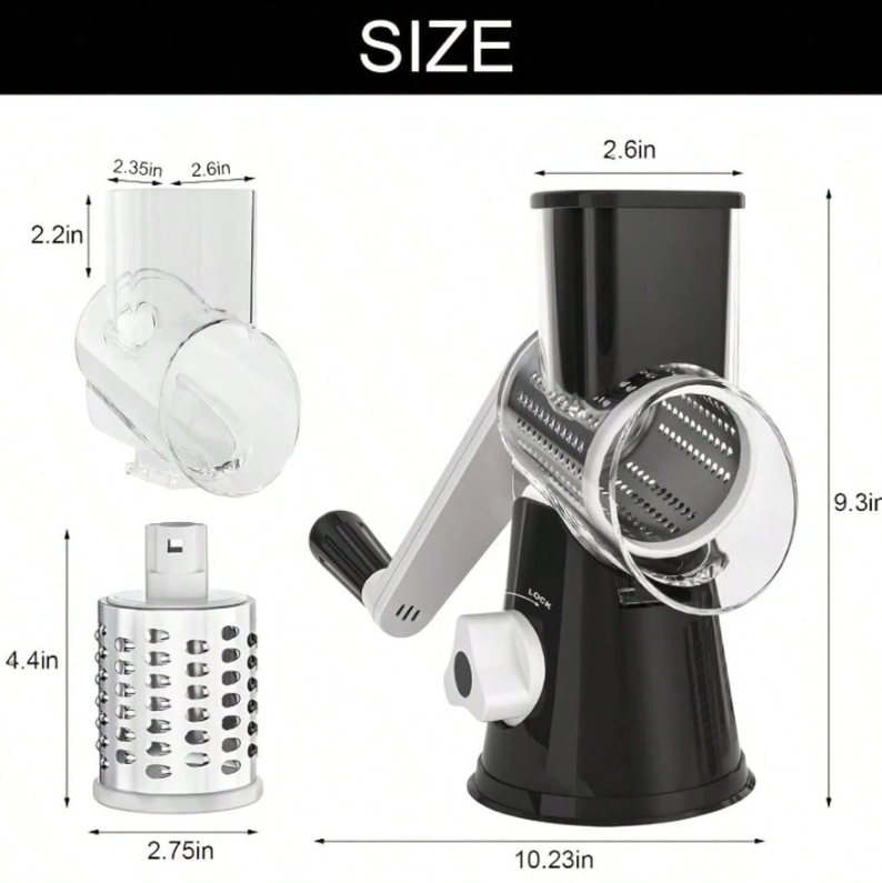 3-in-1 Manual Rotary Vegetable Cutter & Cheese Grater