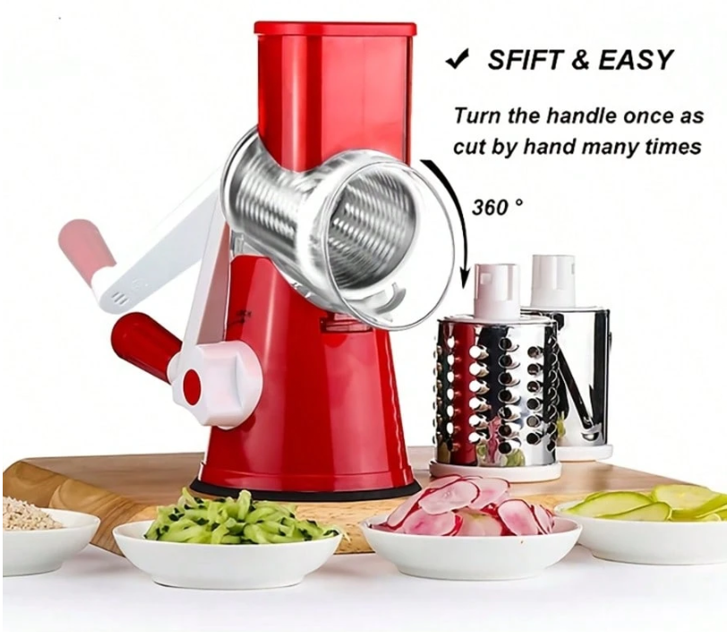 3-in-1 Manual Rotary Vegetable Cutter & Cheese Grater