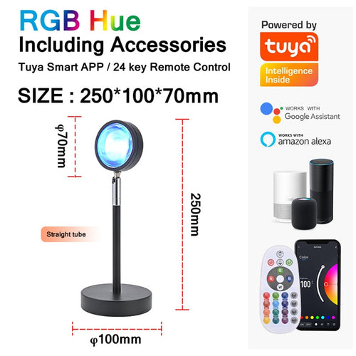 16-Color RGB Sunset Projection Lamp with Remote Control