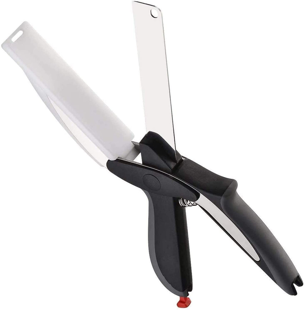 Kitchen Food Cutter Scissors with Built-In Cutting Board
