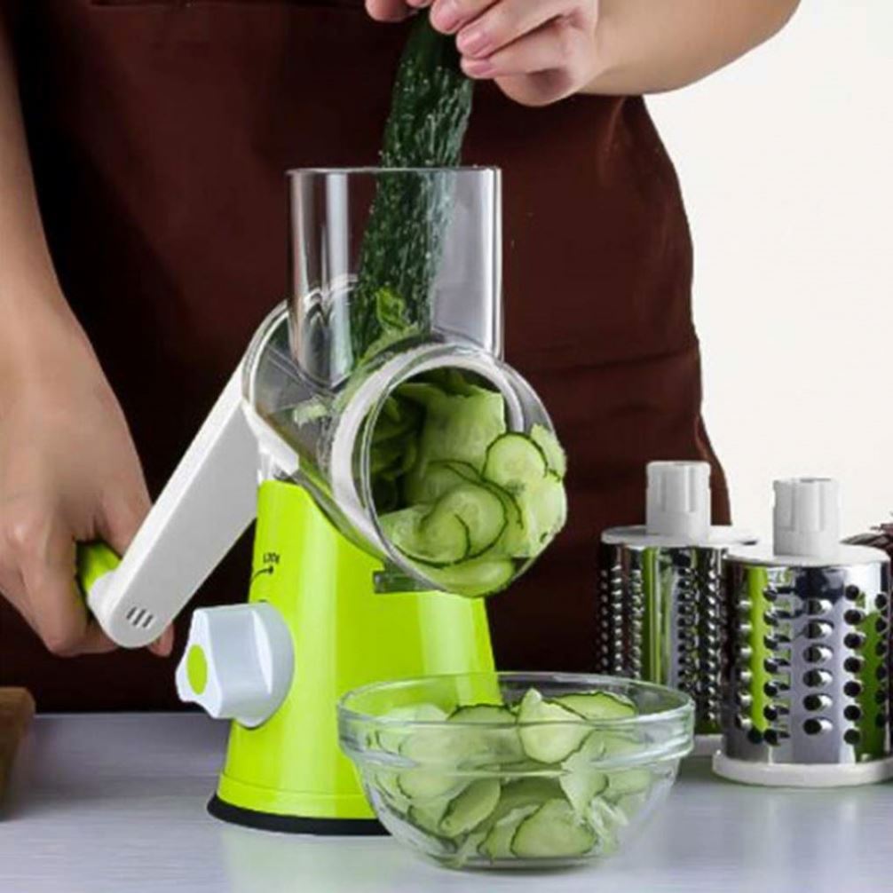 3-in-1 Manual Rotary Vegetable Cutter & Cheese Grater