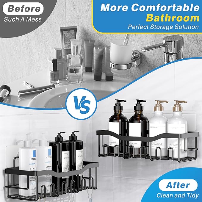 5-Piece Adhesive Shower Caddy Set – No Drill Bathroom Organizer
