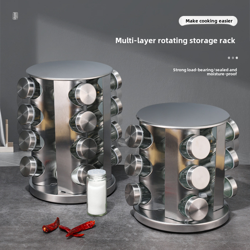 Rotating Spice Rack Organizer with 16/20 Glass Jars