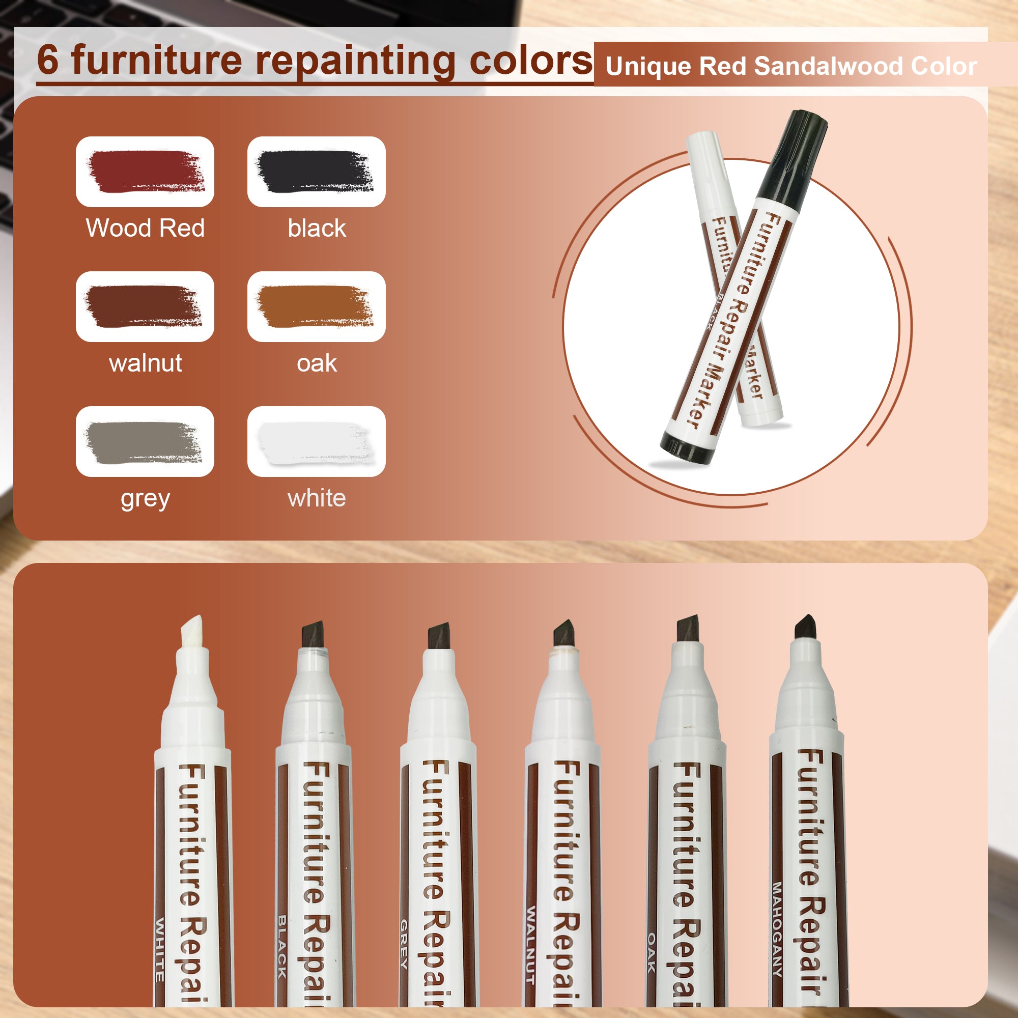 Wood Furniture Repair Marker Pen for Scratches & Scuffs