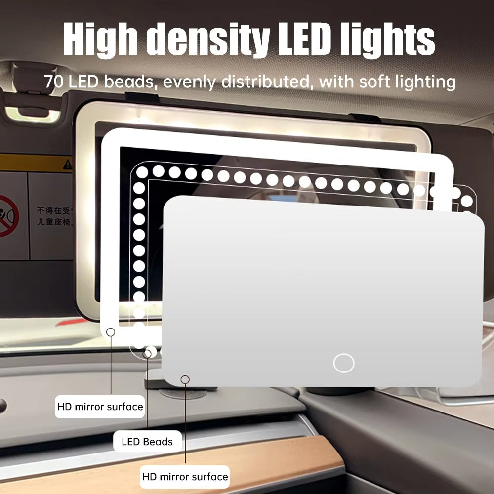Car LED Vanity Makeup Mirror – Rechargeable Touch Light Mirror