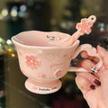 Cherry Blossom Ceramic Coffee Mug with Spoon 400ml