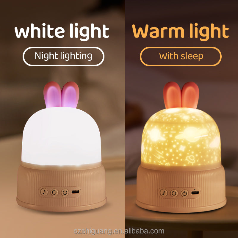 Rabbit Star Projector Night Light with Bluetooth Speaker & Remote Control