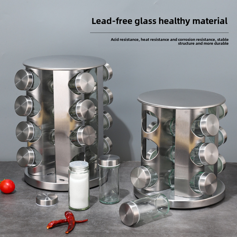 Rotating Spice Rack Organizer with 16/20 Glass Jars