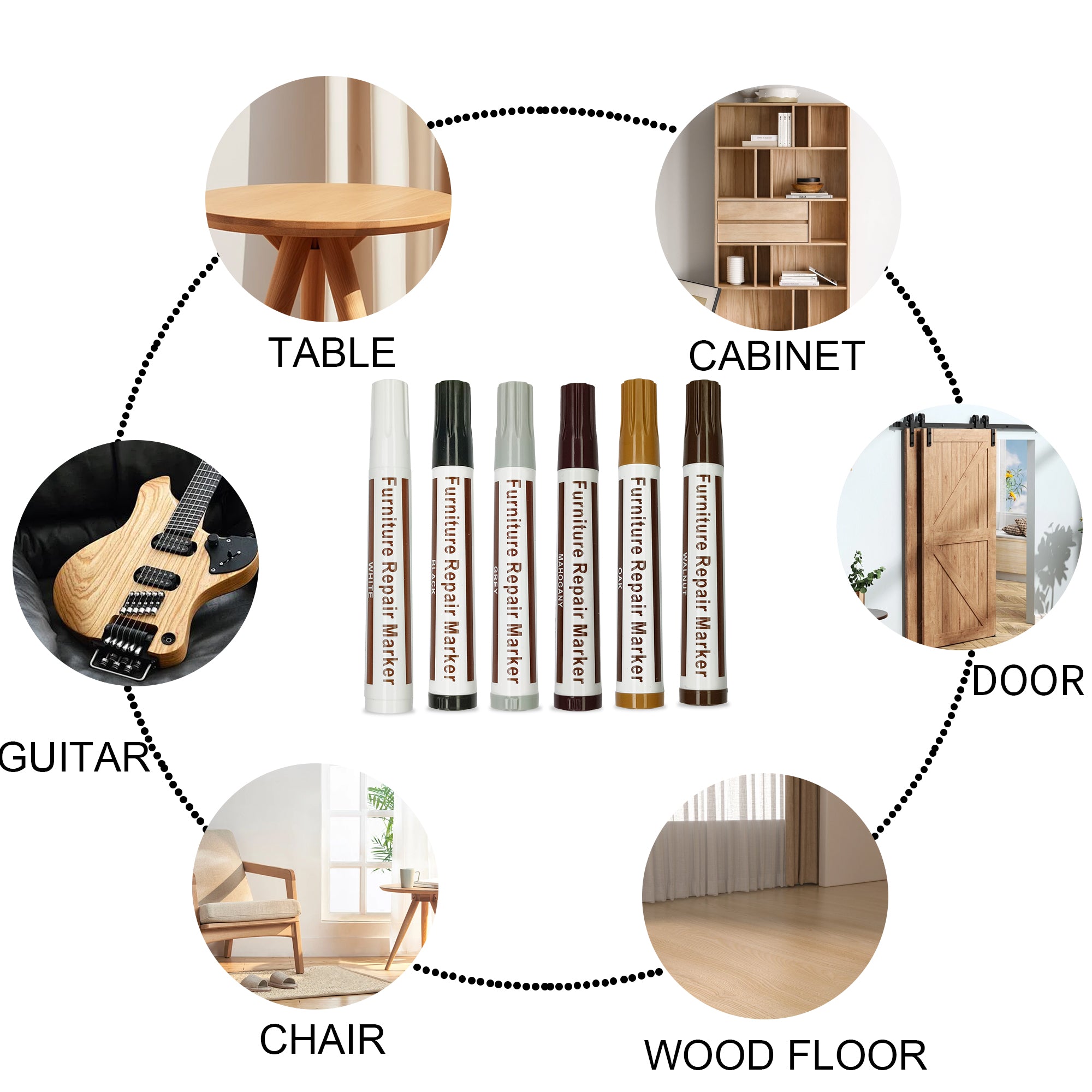 Wood Furniture Repair Marker Pen for Scratches & Scuffs