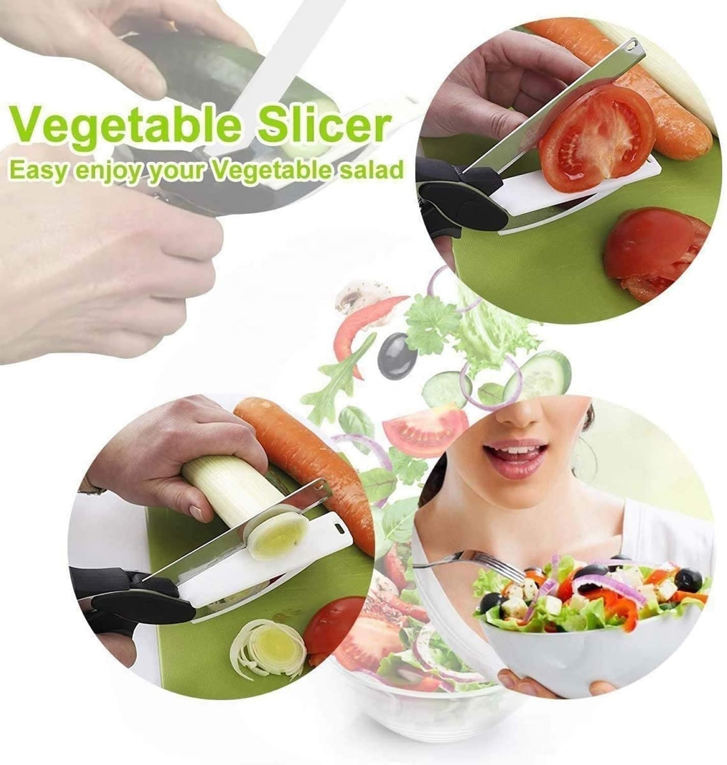 Kitchen Food Cutter Scissors with Built-In Cutting Board