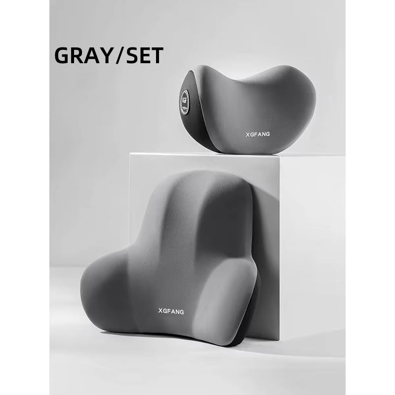 Memory Foam Car Neck & Back Support Pillow Set