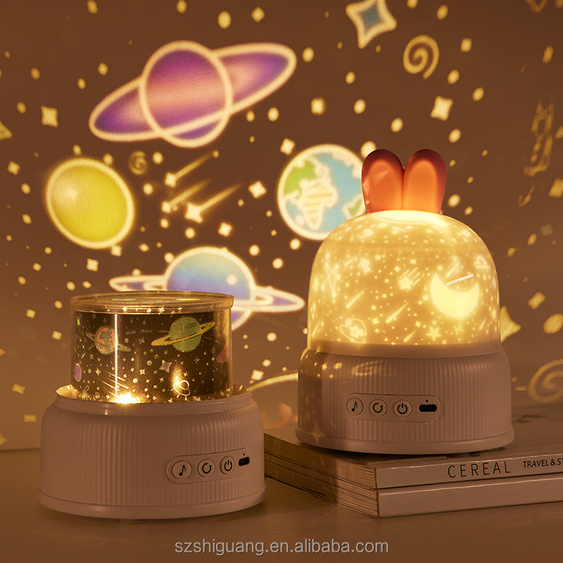 Rabbit Star Projector Night Light with Bluetooth Speaker & Remote Control