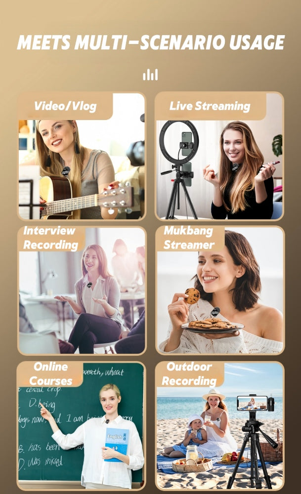 Wireless Lavalier Microphone 3-in-1 – Type-C, iPhone & 3.5mm