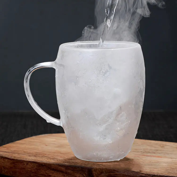 350ml Double Wall Glass Coffee Mug with Handle