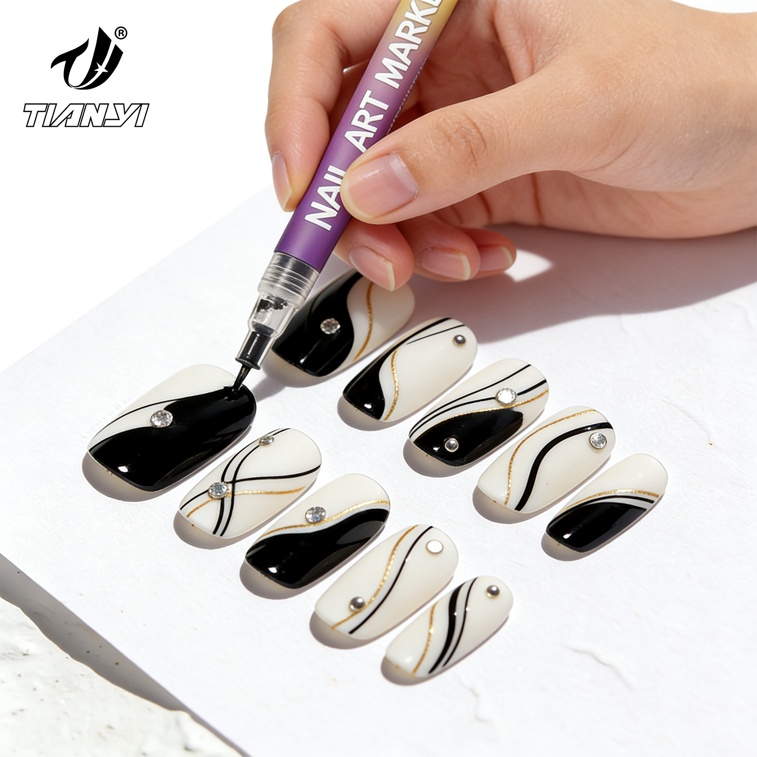 12 Colors Nail Art Marker Pen Set – Ultra Fine 0.5mm Acrylic Nail Design Pens
