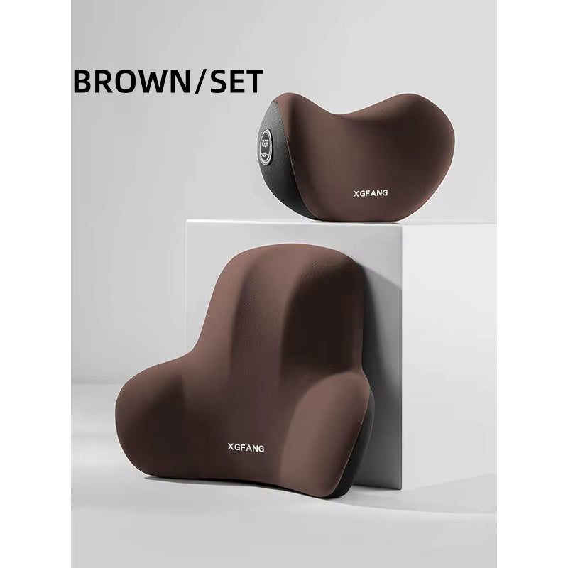 Memory Foam Car Neck & Back Support Pillow Set