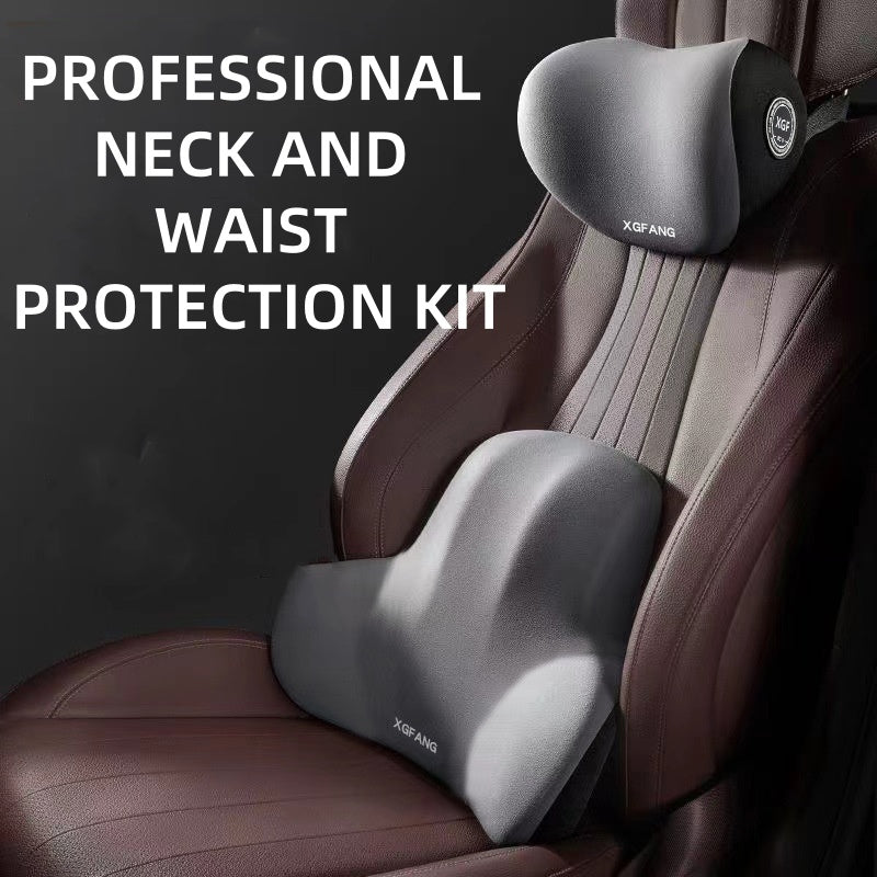 Memory Foam Car Neck & Back Support Pillow Set
