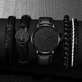 5-Piece Men’s Black Watch & Bracelet Set