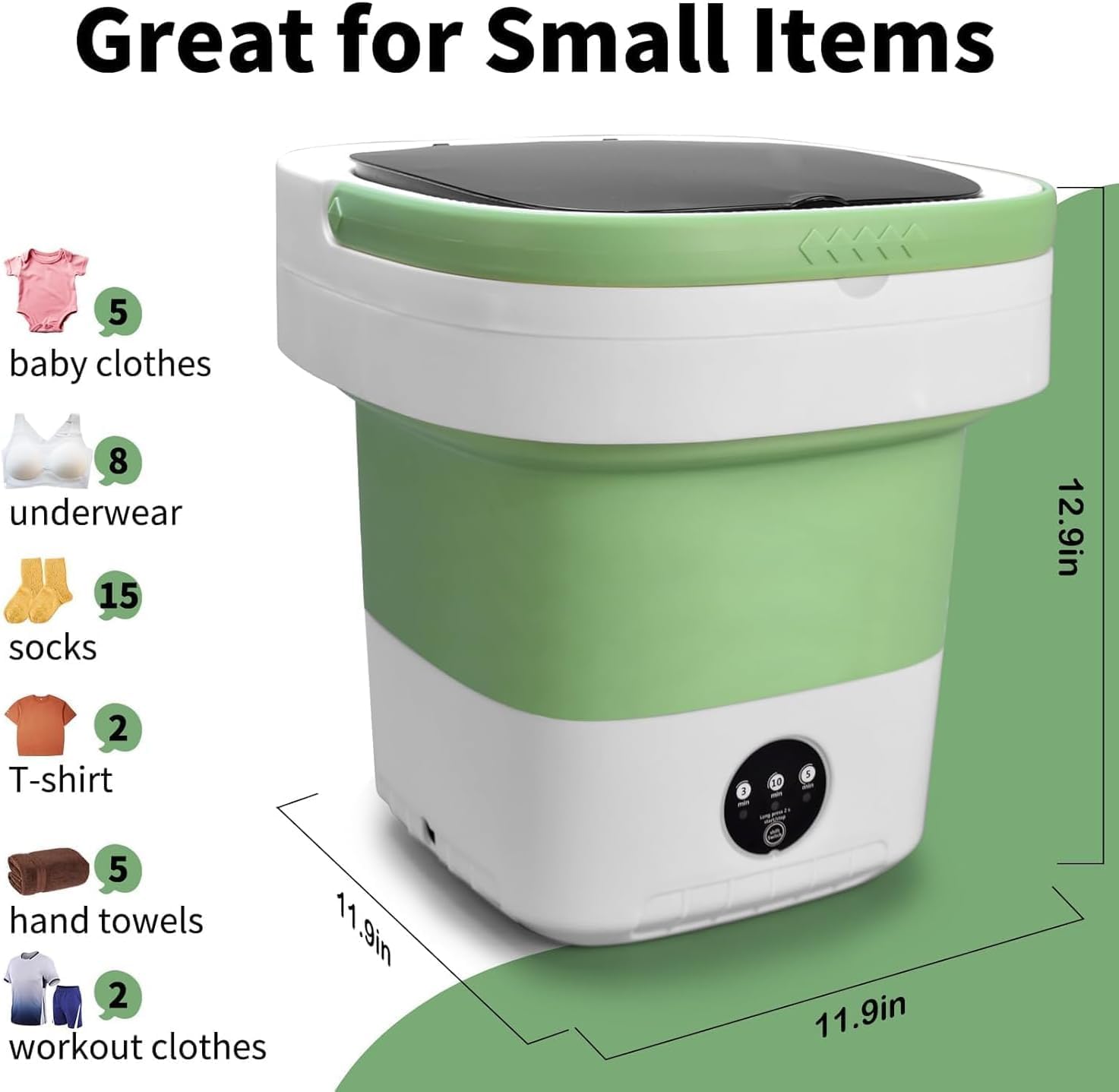 Portable 16L Mini Washing Machine – Foldable Washer with 3 Modes