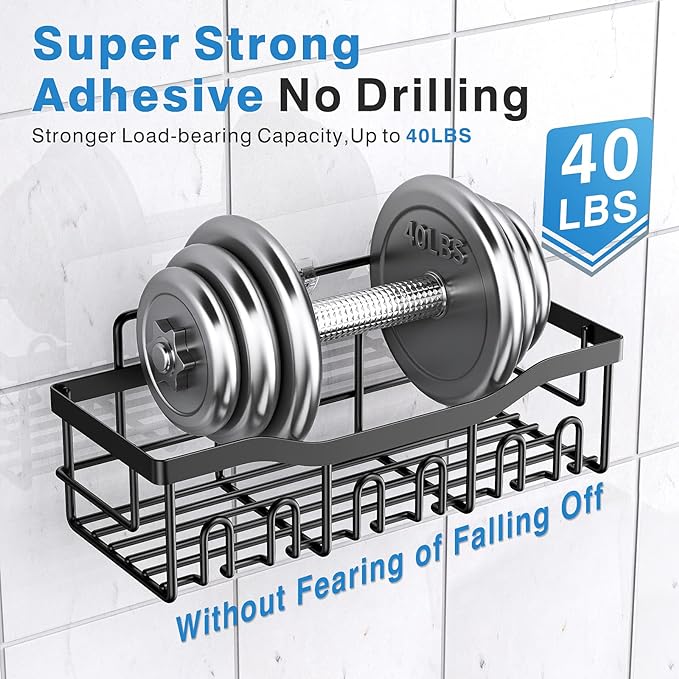 5-Piece Adhesive Shower Caddy Set – No Drill Bathroom Organizer