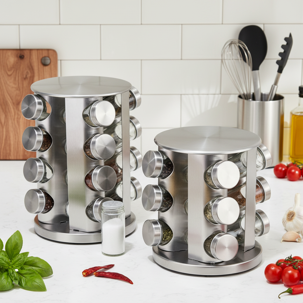 Rotating Spice Rack Organizer with 16/20 Glass Jars
