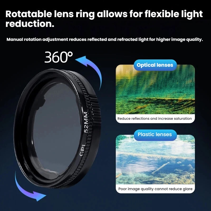 Magnetic CPL Lens Filter for Smartphones – 52mm Phone Photography Filter
