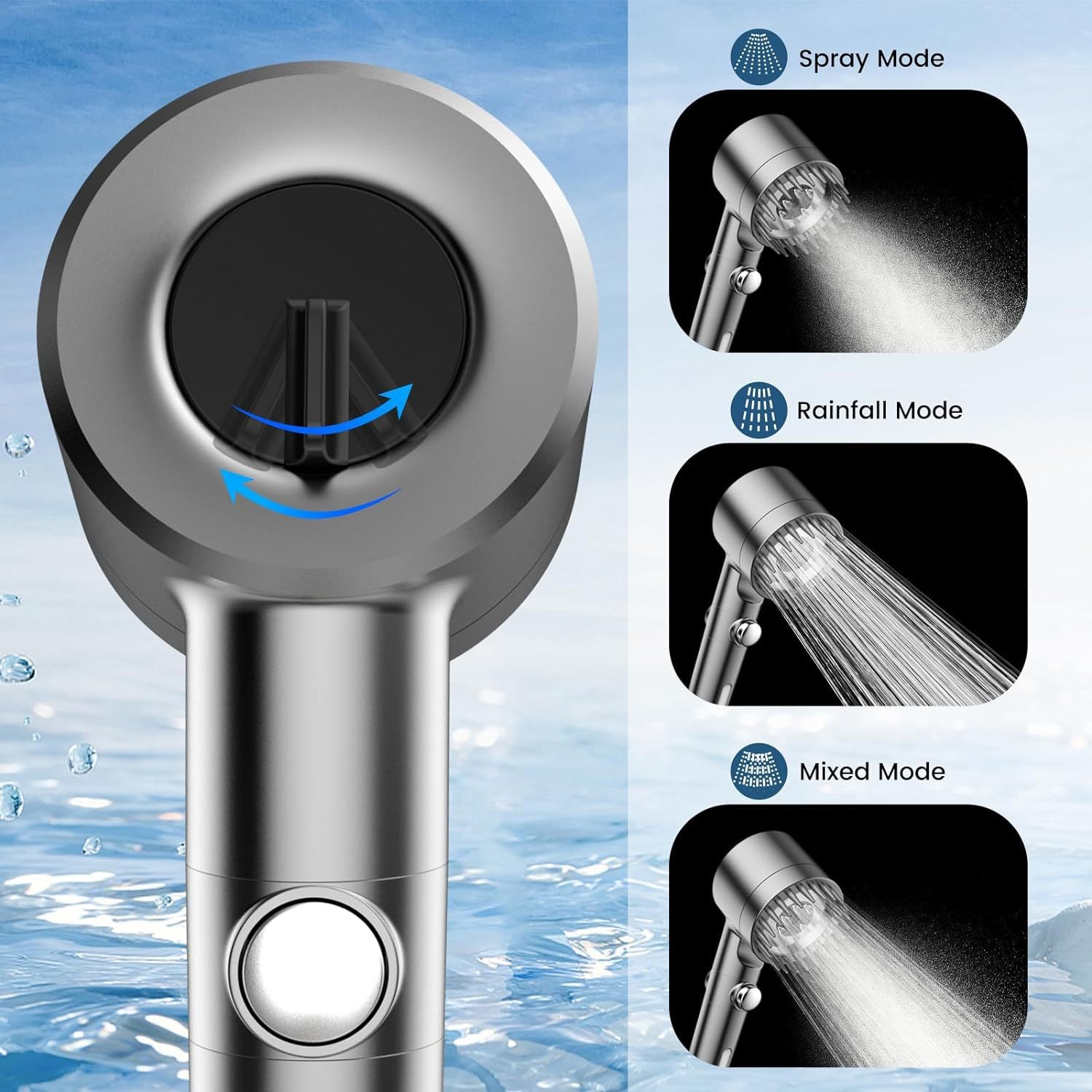 4-in-1 High Pressure Filter Shower Head Set