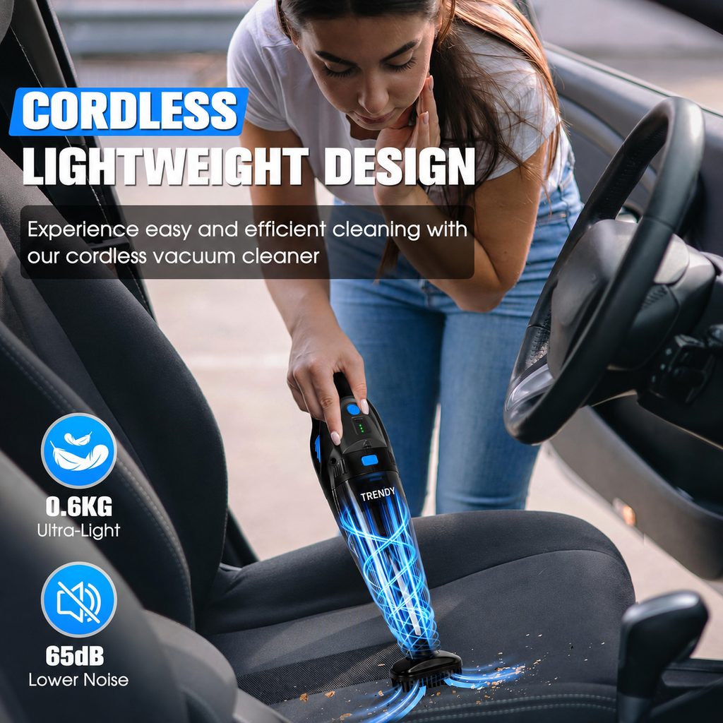 Portable Cordless Car Vacuum Cleaner – Strong Suction Handheld Cleaner