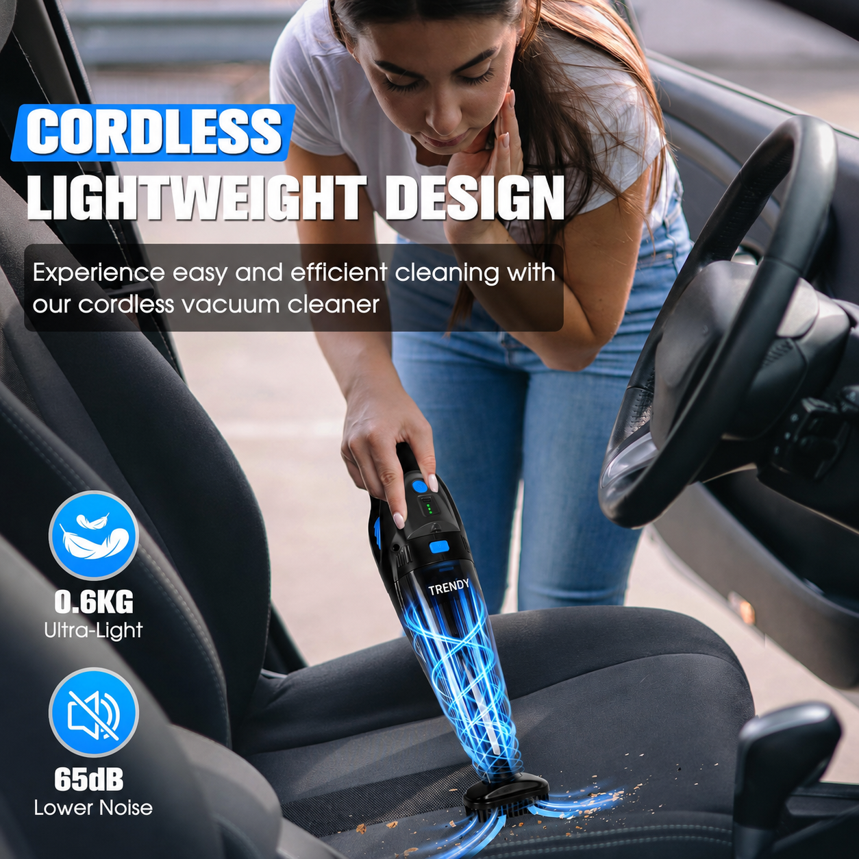 Portable Cordless Car Vacuum Cleaner – Strong Suction Handheld Cleaner