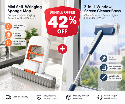 Cleaning Bundle – Sponge Mop + Window Screen Brush