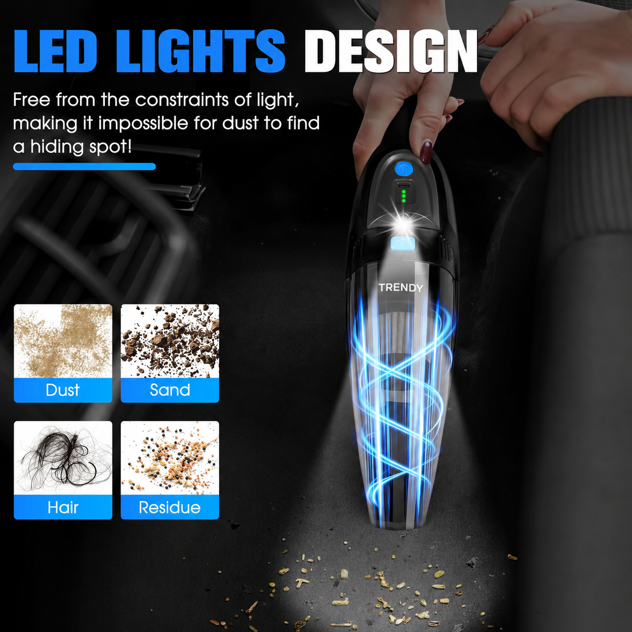 Portable Cordless Car Vacuum Cleaner – Strong Suction Handheld Cleaner